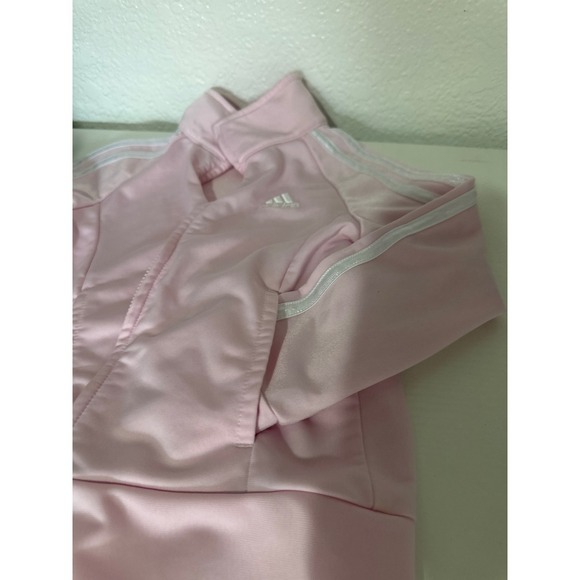 Adidas Tracksuit Set Size 4 Pink White Stripe Zip Up Jacket Pants Kids - Picture 5 of 12